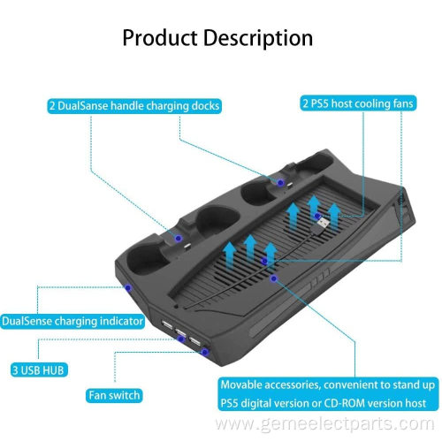 Vertical Charging Stand With Cooling Fan For PS5